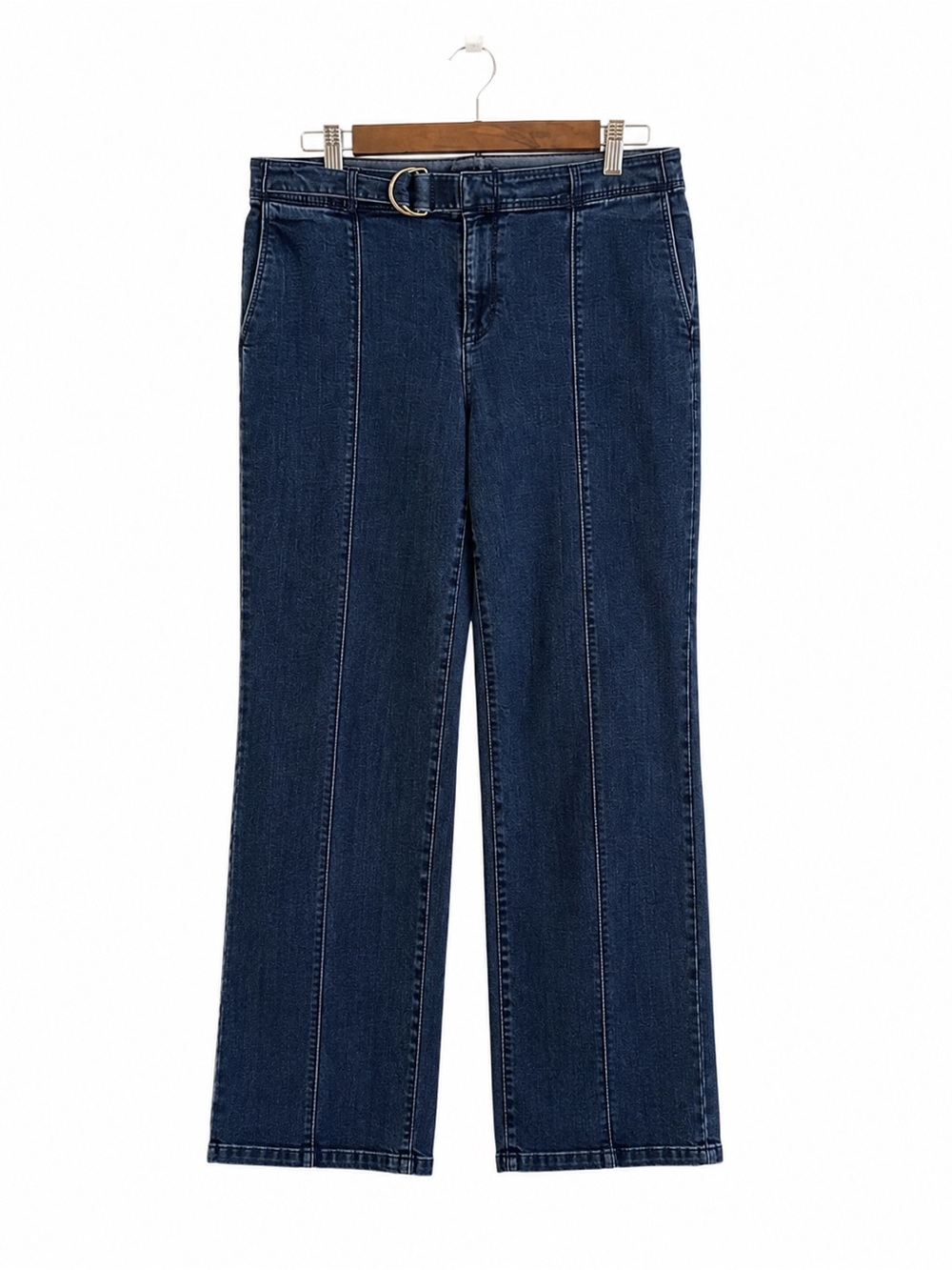 J. Jill Metropolitan Wide Leg Jeans Dark Wash  Denim High Rise Belt Size 10
